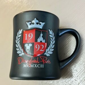 Disneyland Paris 1992 Opening Year Mug - Matte Black & Red Crest MCMXCII